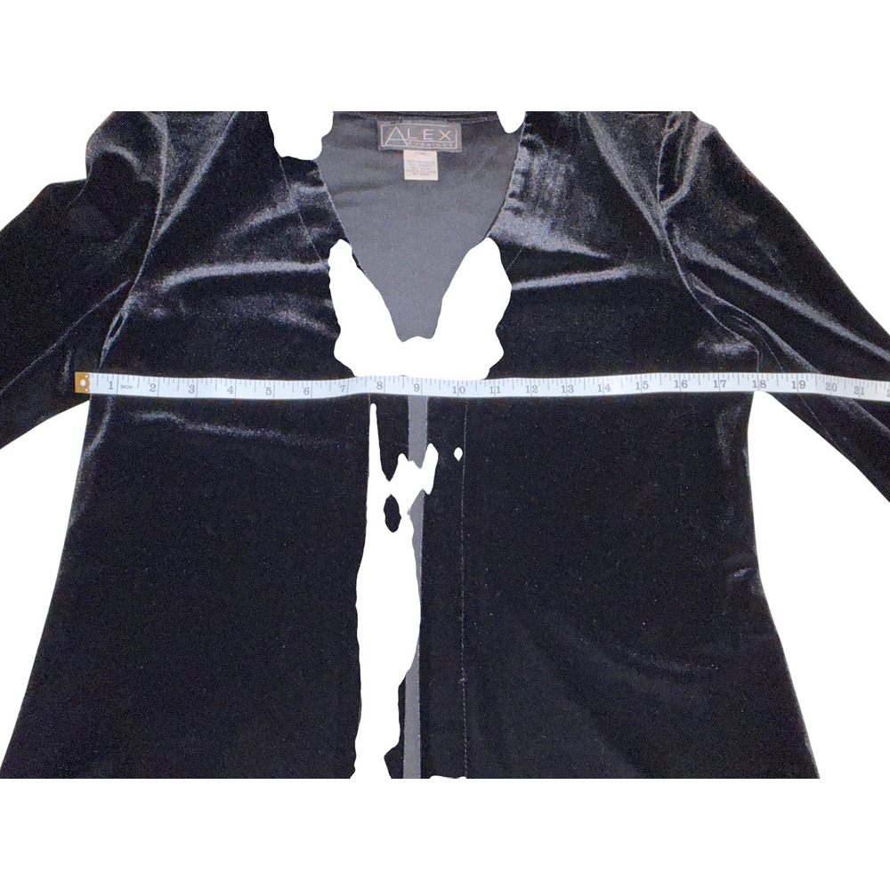 Alex Evenings Wmns Black Velvet Open Front Cardigan Jacket Size M Formal Evening - Picture 6 of 10